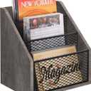 YINMIT Magazine Holder, Stepped 3 Tier Magazine Rack Floor, Magazine Storage Basket, Folder Organizer Bin for Magazines,Books,Newspapers,Tablets (Gray)