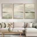 Large Framed Sage Green Abstract Landscape Wall Art for Living Room, 3 Piece Modern Canvas Prints Paintings Artwork for Walls, Oversized Pictures for Hallway Dining Bedroom Office Wall Decor 24x36 In, 24" W x 36" H x 3Pcs
