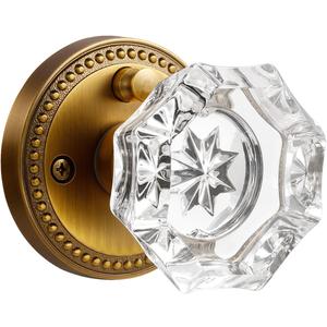Antique Brass Door Knobs Crystal Door Knob Interior Privacy Door Knob for Bedroom and Bathroom Glass Door Knob,Zinc Alloy 1 Pack
