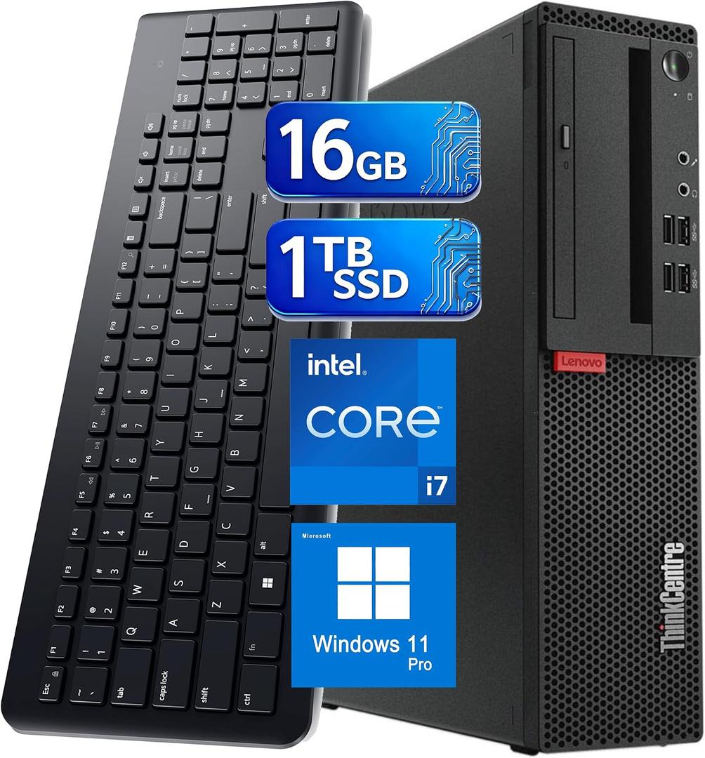 Lenovo ThinkCentre SFF Desktop M710s PC Win11, Intel Core i7-6700, 16GB RAM, 1TB SSD, Keyboard & Mouse