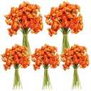 Ovveroche 5 Bouquets Orange Ranunculus Artificial Flowers, 30 Pcs Silk Mini Faux Ranunculus Bouquet for Wedding, Bridal Shower, Centerpieces, and DIY Decorations