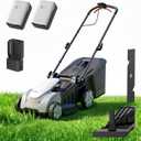 Litheli 40V 16 Inch Cordless Lawn Mower, Brushless Battery Powered Push Mower, 6 Adjustable Cutting Heights 25-75mm, 50L Collection Bag & Mulching, 2x5.0Ah Batteries and Charger Included