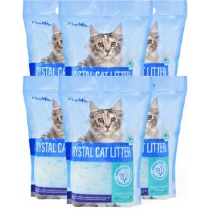 Made4Pets Cat Litter Crystals, Non Clumping Cat Litter Odor Control Silica Gel Cat Litter Non Clumping Low Dust, Low Tracking, Lightweight, Dehydrates Waste,Cologne 25.8 lbs (6 x 4.3 lb Packs)