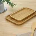 Bam&Boo Bamboo Serving Tray Natural Minimalist Rectangular (14.1 x 9.4" x 0.8") Coffee, Tea, Food, Drinks, Storage, Decor for Home, Kitchen, Bathroom