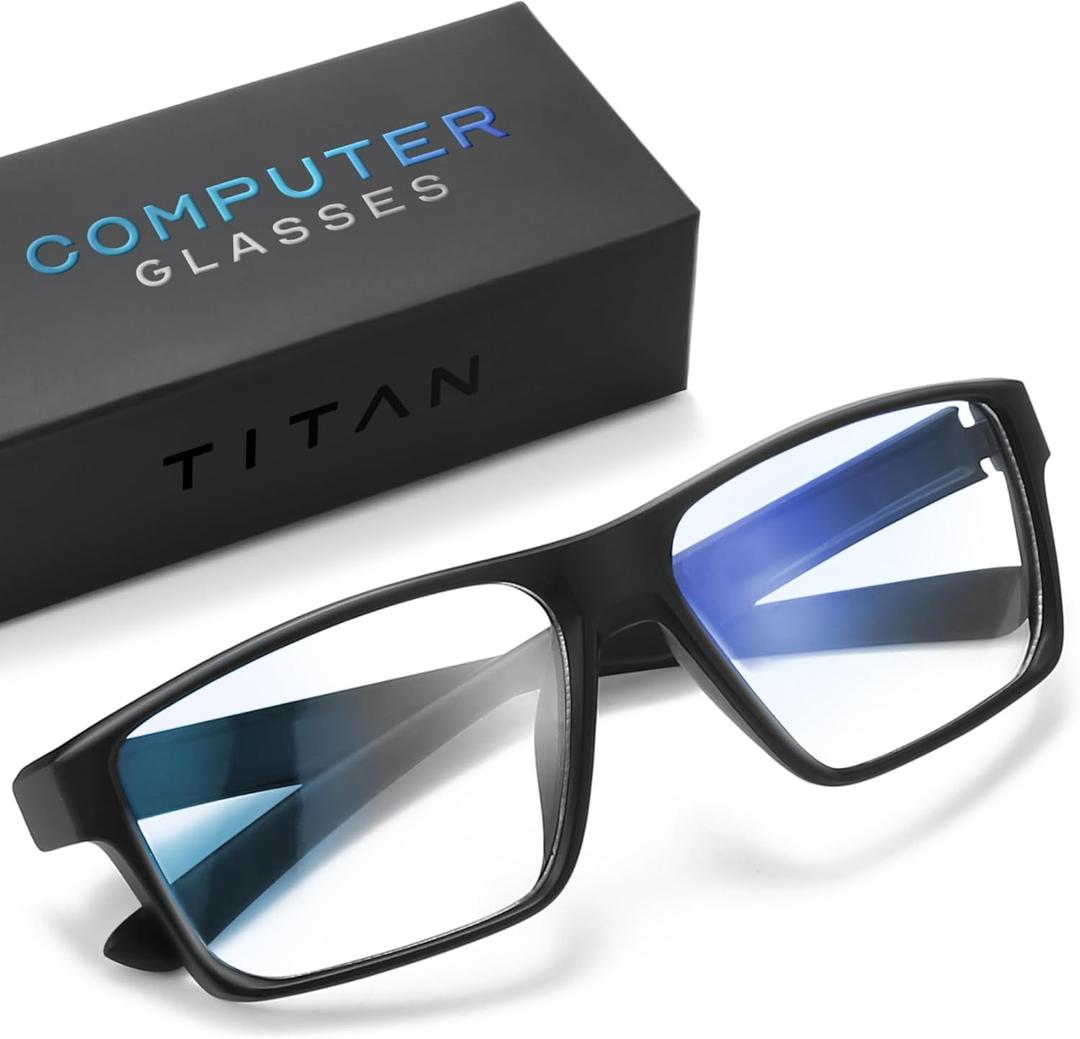 Titan Gaming Glasses, Blue Light Blocking, Night Driving Glasses for Men, Computer Protection Christmas Gift for Gamers (Black)