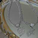 Initial Necklaces Silver Cuban Link Chain for Women Iced Out Chain with Heart Letter Pendants Custom Chain Name Necklace Hip Hop Jewelry Gift