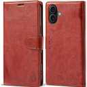 Wallet Case for iPhone 17 with Credit Card Holder,PU Leather Folio Flip Kickstand Protective Shockproof Cover for Apple 17 Phone Case (Brown, for iPhone 17-6.3'')