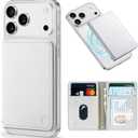 TUCCH for Magsafe Wallet with 6 Card Holders, RFID Blocking [Clear ID Window] PU Leather Men Women Folio Magnetic Phone Wallet for iPhone 17/16/15/14/13/12/Plus/Air/Pro/Pro Max Series, White