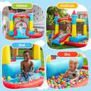 Bounce House for Kids 3-6, with Slide & Ball Pit & Hoop, 5-in-1 Small Indoor Outdoor Inflatable Bouncy Castle, Toddler Jump House for Backyard Family Home Birthday Party, Includes 370W Blower