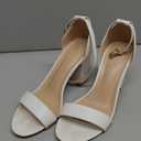 COASIS Women's Chunky Block Heels Open Toe Ankle Strap 3.5 Inch Heeled Sandals (White)