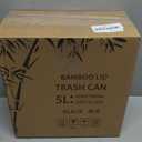 SIDIANBAN Bathroom Trash Can with Bamboo Lid Soft Close and Foot Pedal, Small Rectangular Slim Garbage Can with Inner Wastebasket for Bedroom, Office, Kitchen, 1.3Gal/5L, Black