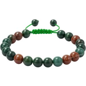 Crystal Bracelet Adjustable for Women Men (Bloodstone)