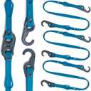 Mella Link Latch Multi-Configuration Adjustable Bungee Cords with Hooks - Flat Silicone Bungee Straps with Hooks - Expandable 8"-36" Bungee Tie Down Fastening System (3-Pack)