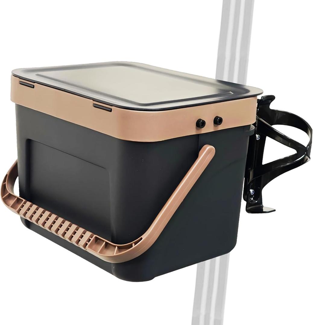 Front Scooter Basket Quick Release with Lid 30lb Loading Capacity Front Basket for Teenager Adult Scooter with Cup Holder Long-Lasting Sturdy Stable Easy Assembly