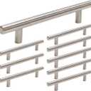 homdiy 10Pack 5in Cabinet Handles Brushed Nickel Cabinet Pulls - Cabinet Door Handles Modern Drawer Pulls for Kitchen Cabinets (5in hole centers)