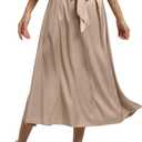 Women's Flowy A Line Skirts,Work Skirts for Women,Maxi Skirts for Women with Pockets (Black, XXL)