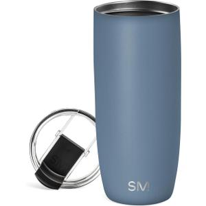 Simple Modern Travel Coffee Mug Tumbler with Flip Lid | Reusable Insulated Stainless Steel Cold Brew Iced Coffee Cup Thermos | Gifts for Women Men Him Her | Voyager Collection | 20oz | Blue Dune