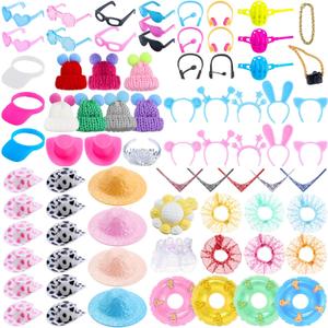 Poen 100 Pcs Rubber Duck Accessories Decorations for Cowgirl Hats Glasses Earphones So on Necklaces Swimming Ring Crowns Bibs DIY Accessories for Rubber Duck(Classic Style)