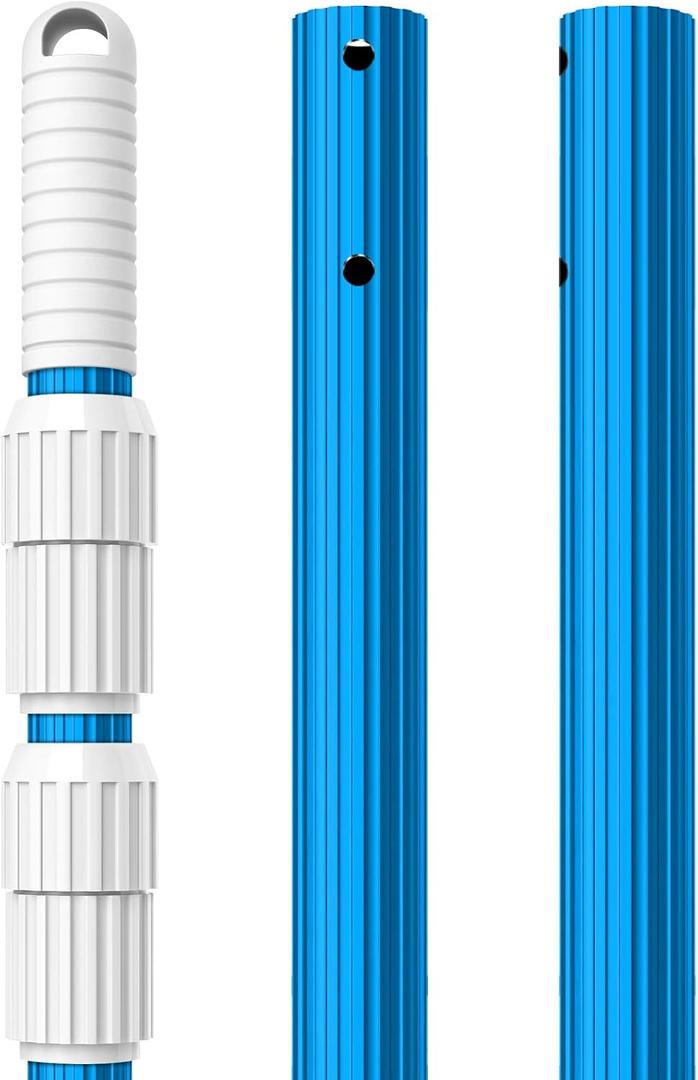 BLIKA 16FT Blue Aluminum Telescopic Swimming Pool Pole, 1.30mm Thickness, Pool Pole Telescopic, Professional Pool Poles for Skimmer Net,Brush,Vacuum Head