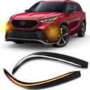 Switchback White/Amber LED Front Bumper Fog Daytime Running Lamp Dynamic Sequential LED Turn Signal Light Function Compatible with Toyota Highlander 4TH 2021 2022 2023 2024 XSE
