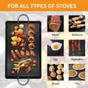 LetFeng 26 Double Burner Griddle Nonstick Double Burner Stainless Steels Stove Top Flat Griddle Coated Cool Touch Handle Oven Safe & Compatible With All Stovetops Black And Silver