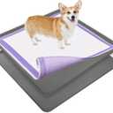 TidyFriend 2 Pack Dog Pee Pad Holder Tray Fits for 36 x 36 Wee Wee Pee Pads - Stable Grip, Raised Edges, Quick-Wipe Silicone Surface Dog Potty Tray Holder for Indoor Flooring Protection (Grey) (Gray)