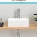 J-FAMILY 14.5'' x 10.6'' Small Vessel Sink Bathroom Above Counter White Porcelain Ceramic Rectangular Sink Bowl Small Vanity Sink Lavatory Wash Hand Basin