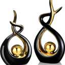 2 Modern Ceramic Decor Centerpieces - Coffee & Dining Table Decor, 2 Sizes (Black, Gold)