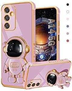 Coralogo for Galaxy A14 5G Phone Case Astronaut Cute for Women Girls Girly Unique Purple Cases with Astronaut Hidden Stand Kickstand 6D Design Cover for Samsung Galaxy A14 5G 2023 6.6 inch