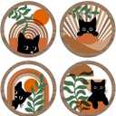4PCs 3D Boho Cat Hanging Wooden Wall Art Wall Decor, Botanical Wall Decor Bohemian Decor, Cat Lover Gifts, Wooden Sign Wood Art Wood Plaque Home Decor for Living Room Bedroom Farmhouse Office