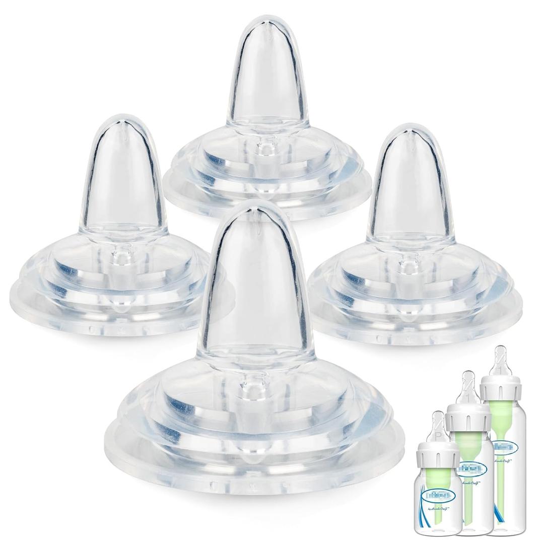 Sippy Nipples for Dr. Brown's Narrow Baby Bottle & Glass Bottles,Soft Silicone Sippy Straw Nipple,6m+,4-Count