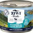 ZIWI Peak Canned Wet Dog Food All Natural, High Protein, Grain Free, Limited Ingredient, with Superfoods (Mackerel & Lamb, Case of 12, 6oz Cans) (EXP 07/10/27)