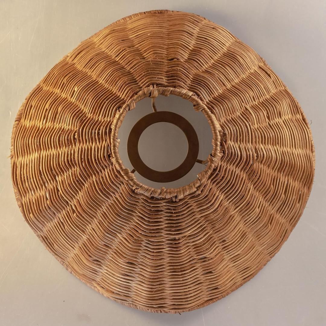 Creative Rattan Lampshade Hanging Pendant Light Covers Wicker Woven, Rustic Boho Ceiling Light Cover For Hallway Bedroom Kitchen Light Fixture Replacement Floral Flower-Inspired Designs (1pack, Natural Deep Brown)