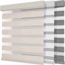 Joydeco Cordless Zebra Blinds (Pro), Dual Layer Light Control Zebra Blinds for Windows, Light-Proof Aluminum Cover, Free-Stop Roller Shades for Home & Office (Beige,34.5" W x 75" H)