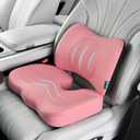 FLORICH Lumbar Support with Car headrest Back Pillow for Chair Headrest Pillow with Gel Memory Foam Massage Point Memory Foam Back Pillow for Office Chair(Dark Pink)