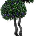 3 Ft Artificial Double Ball Boxwood Lavender Topiary Tree; UV-Resistant Artificial Shrub Suitable for Indoor and Outdoor use on porches and in Gardens as an Imitation Evergreen Shrub