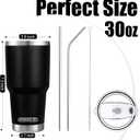 DS 30 oz Black Tumbler Stainless Steel Double Wall Vacuum Insulated Mug with Straw and Lid, Cleaning Brush for Cold and Hot Beverages