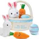 5Pcs Easter Basket -My First Easter Basket Stuffed Plush Playset Baby's First Easter Basket Stuffed Cartoon Bunny Easter Egg Plush Basket for Kids