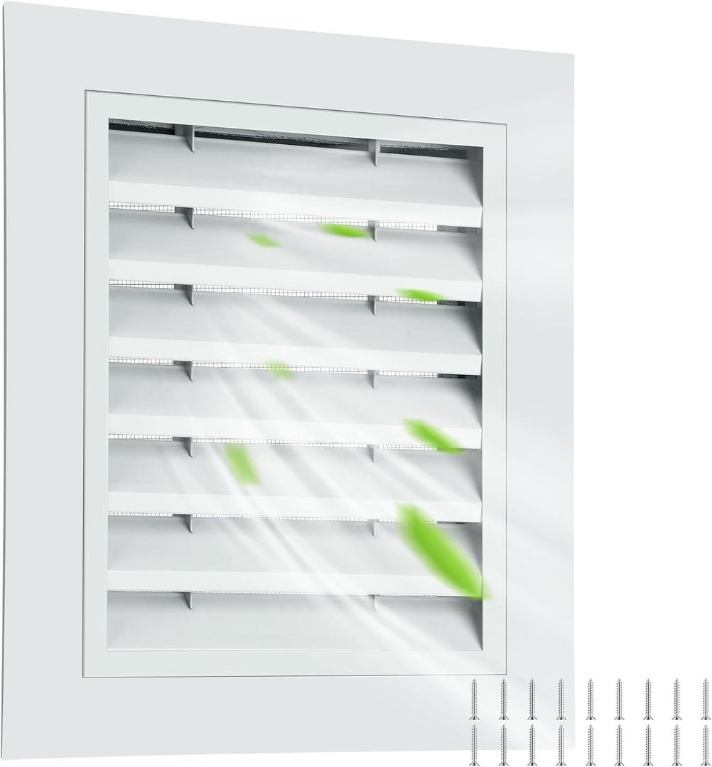 Gisafai 10" x 12" Gable Vent Aluminum Alloy Wall Vents Shed Attic Vent with Screen Return Air Grill with Screws for Exterior Door Wall Attic House Ventilation (White)