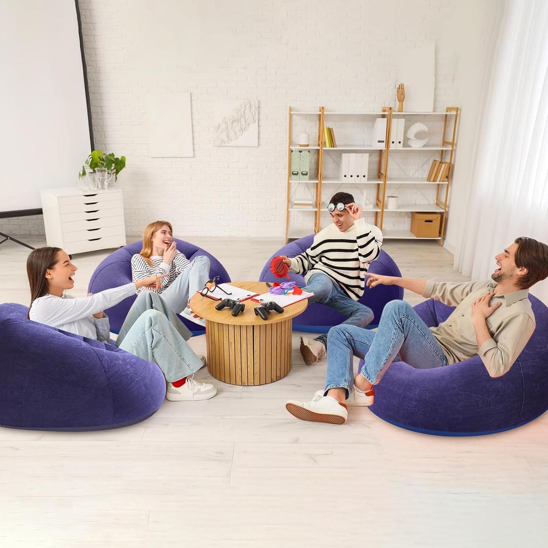 Realspring Inflatable Bean Bag Chairs Outdoor Blow up Camping Chairs Inflatable Lazy Sofa Folding Portable Bean Bag Loungers Couch for Movie Night(Blue,5 Pcs)