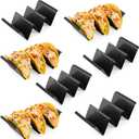 7 Pcs Taco Holder Stands, Black Large Tray Plates Plastics Holder for Baking, Dishwasher and Microwave Safety (Set of 7)