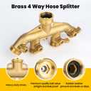Twinkle Star Garden Hose Splitter 4 Way Brass Heavy Duty, Hose Extension Adapter with Coil Spring Protector, 6 Rubber Washers & 1 Teflon Tape