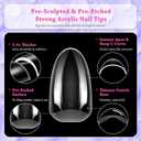 outopen 336pcs Medium Almond Nail Tips Thicken Clear Almond Shape Nail Tips for Polygel Acrylic Extension Full Cover Fake Nail Press On Tips for Beginners DIY Manicure,14 Sizes