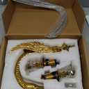 Polished Gold Swan Shaped 3 Hole Lavatory Faucet with 2 Crystal Knobs - Deck Mount Bird Faucet