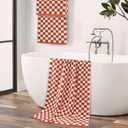 Jacquotha Ultra Soft Bath Towels 2 Pack - 520 GSM Cotton Highly Absorbent Checkered Towels Set for Bathroom Shower Pool Travel 55" x 28"(Coral)