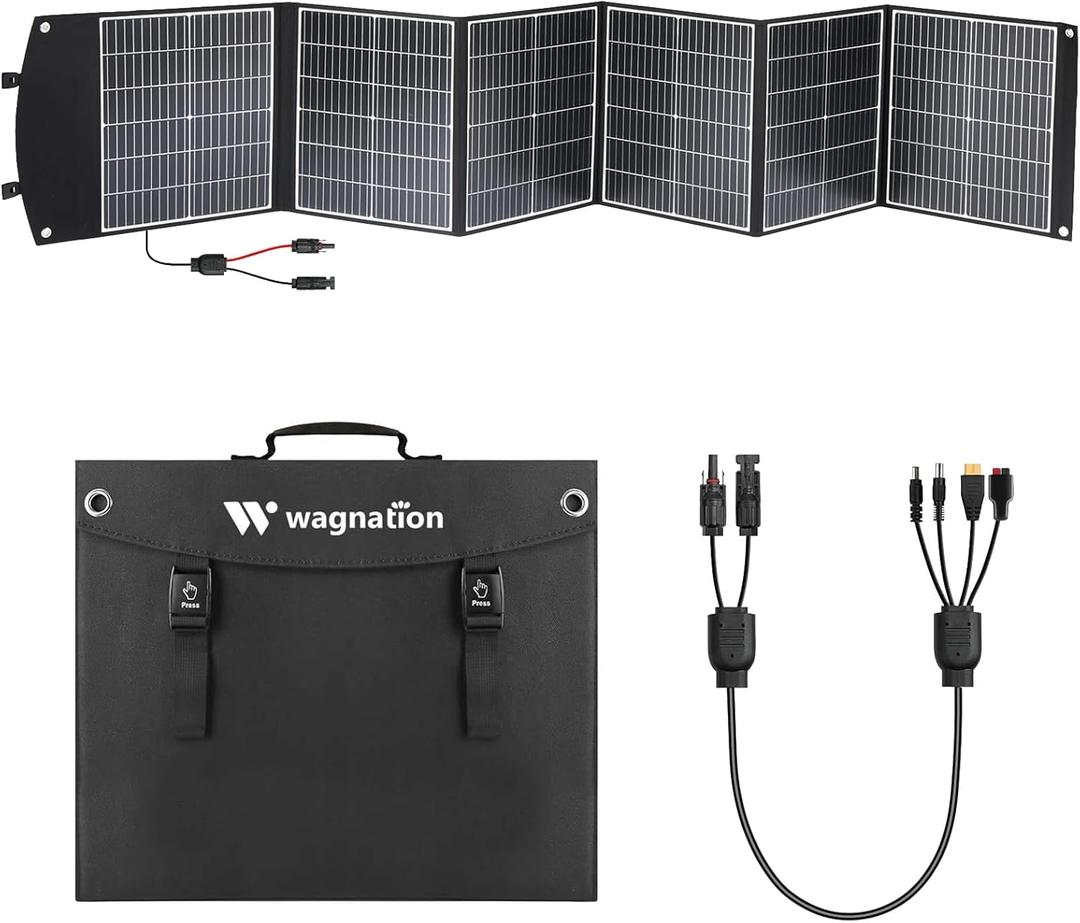 200 Watt Portable Solar Panel, Foldable Solar Panel Charger with Kickstands, QC3.0 USB-A USB-C & MC4 Output for Phone/Power Bank/Power Station, IP65 Waterproof for Camping Hiking RV Blackout, Pack of 2