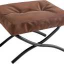 IBUYKE 11.8 H Folding Footrest Stool, Rectangle Small Foot Stool Accent Ottoman for Lazy Chair, Modern Portable Ottoman Foot Rest for Living Room Bedroom, Yellow-Brown WBD020Z