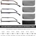 3 Pack Reading Glasses for Men Blue Light Blocking with Spring Hinge,Stylish Metal Half Frame Mens Computer Readers (+1.0 Strength)