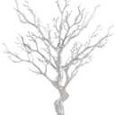 34 in Silver Metallic Manzanita Tree with 8 Acrylic Bead Chains | 34 Inches Tall Branches Tree for Wedding Centerpieces Events Reception Home Decorations Supplies Party Supplies Party Supplies