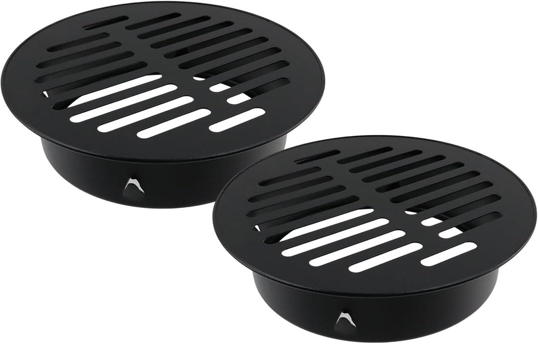 Semetall Floor Drain Cover Black,304 Stainless Steel Anti-Blocking Floor Drain Cover Grate for Outdoor Bath Kitchen, Fit 6.3-Inch (160mm) Aperture,2 Pack